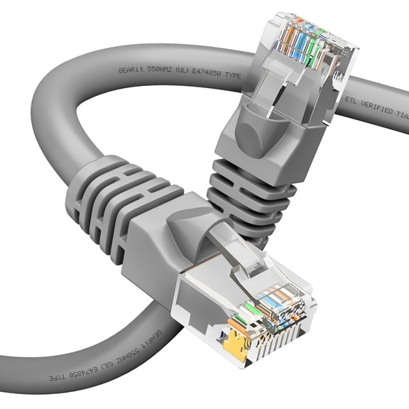 GEARit Cat 6 Ethernet Cable (1-Pack 100 Feet) Cat6 Network Patch, 10Gbps, RJ45, Snagless Cord, Gold-Plated Connectors, Internet for PC, TV, Tablet, Router, Printer, Servers, IT Data Center - Gray
