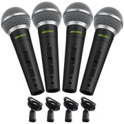 GEARit Dynamic Cardioid Vocal Stage Microphone with On/Off Switch and Mic Clip Cables Sold Separately - 4 Pack