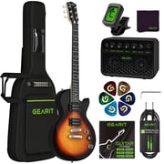 سلسلة GEARit Electric Guitar Valley، مجموعة أدوات بدء تشغيل الجيتار الكهربائي، شاحنات HH الصغيرة ذات الملف المقسم مع مكبر الصوت، الموالف، حقيبة الحفلة، وحزام الجيتار، الكابل، اللقطات، السلسلة