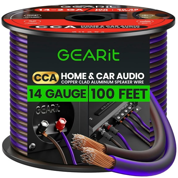 GEARit Speaker Wire 14 Gauge, Speaker Cable 100ft for Car Audio, Home Theater, CCA(Black Purple)