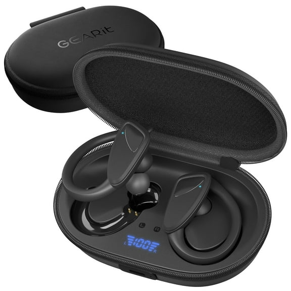 GEARit Sport Hook True Wireless Earbuds Compatible with iPhone & Android - 23H Playtime - IPX7 Water Resistant & Sweatproof - Secure Fit 5.4 Bluetooth Ear Buds - Wireless Bluetooth Earbuds
