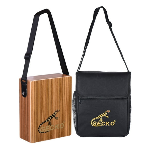 GECKO C-68Z Portable Traveling Cajon Box Drum Hand Drum Wood Percussion Instrument with Strap Carrying Bag