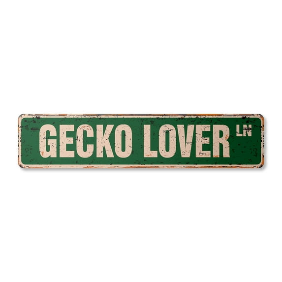 GECKO LOVER Vintage Plastic Street Sign Childrens Name Room Sign | Indoor/Outdoor | 36" Wide