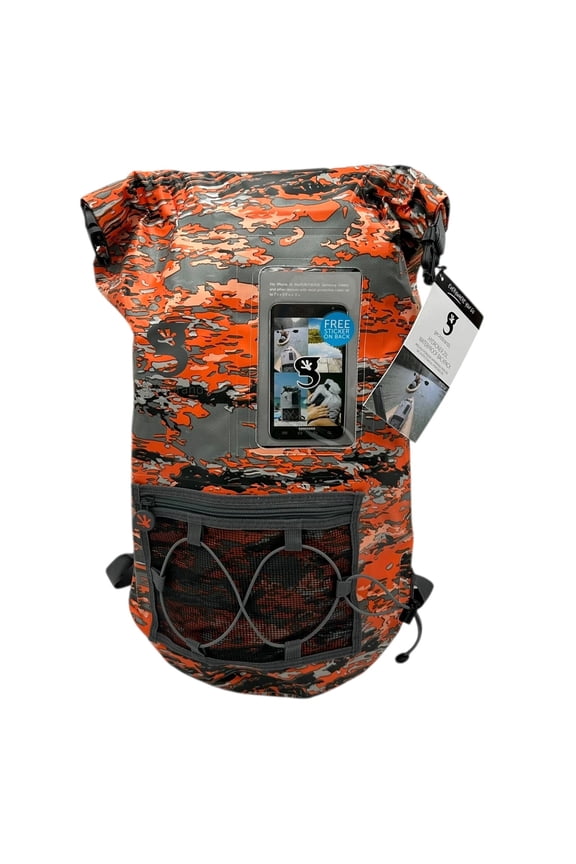 GECOBRANDS Hydroner 20L Camo Dry Bag Waterproof Backpack Orange-Gray Roll Top