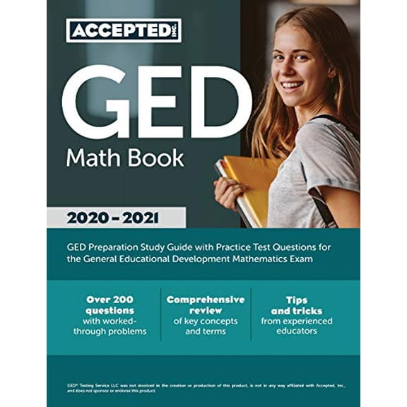 Pre-Owned GED Math Book 2020-2021: GED Preparation Study Guide with Practice Test Questions for the General Educational Development Mathematics Exam (Paperback) 1635307791 9781635307795