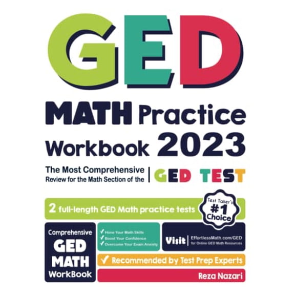 Pre-Owned GED Math Practice Workbook: The Most Comprehensive Review for the Math Section of the GED Test (Paperback) 1637190239 9781637190234