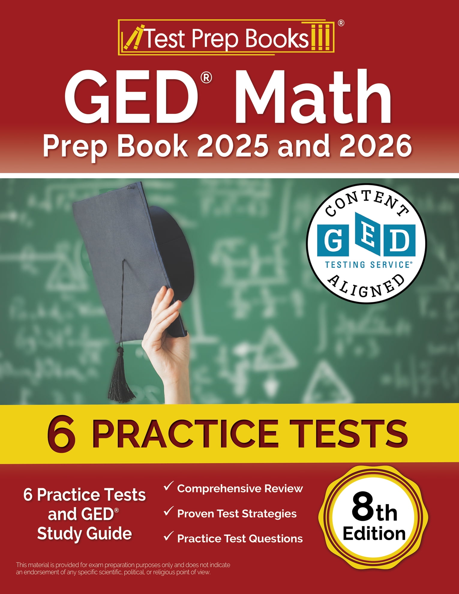 GED Math Prep Book 2025 and 2026: 6 Practice Tests and GED Study Guide [8th Edition]