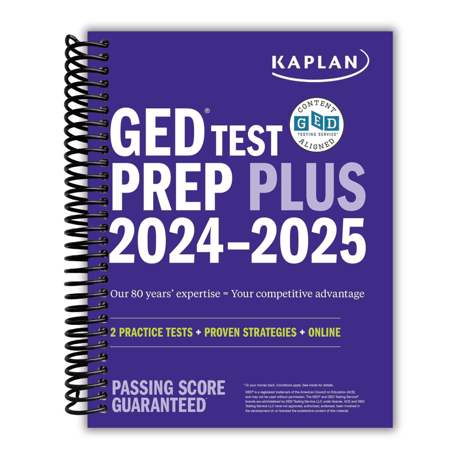 GED Test Prep Plus 2024-2025: Includes 2 Full Length Practice Tests, 1000+ Practice Questions, and 60+ Online Videos (Kaplan Test Prep) (Spiral Bound)