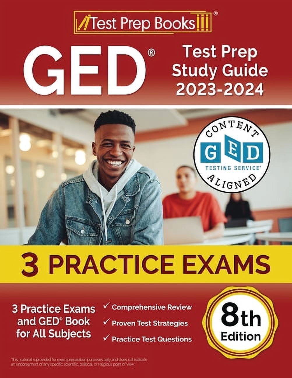 GED Test Prep Study Guide 2023-2024: 3 Practice Exams and