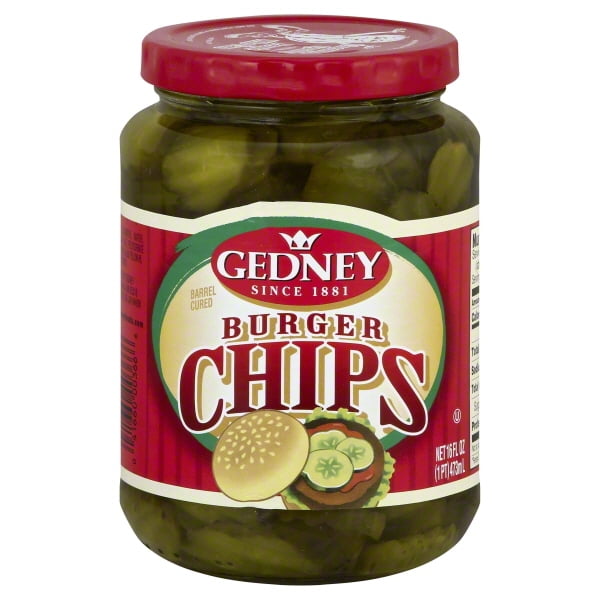 GEDNEY BURGER CHIP PICKLES 16 OZ