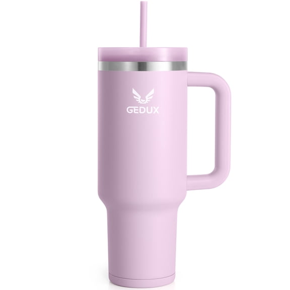 GEDUX 1200ml Tumbler with Handle, 2-in-1 Leak Proof Lid (Straw/Flip), Insulated Water Bottle, Stainless Steel Tumbler with Non-Slip Silicone, Wide Mouth Travel Mug Cupholder Friendly