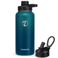 thumbnail image 1 of GEDUX 32oz Insulated Stainless Steel Water Bottle with 2 Leak Proof Lids(Spout Lid and Straw Lid) Wide Mouth Powder-Coated Water Bottle for Sports and Travel, Green Gradient, 1 of 6