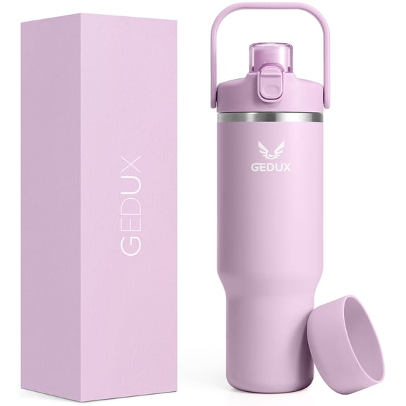 GEDUX 40oz Insulated Water Bottle with Straw, Stainless Steel Water Bottle with 2-in-1 Leakproof Lid (Straw & Auto Spout), Keeps Cold 24H Hot 12H, Leak Proof Water Bottle for Sports Travel