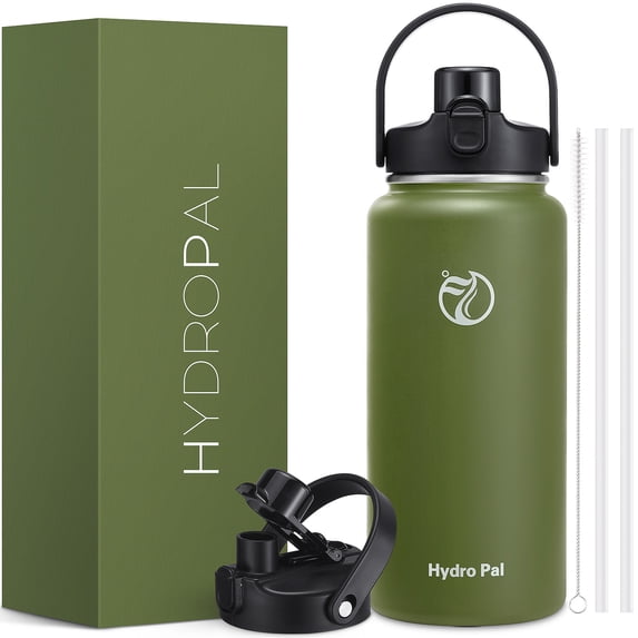 GEDUX 64 oz Insulated Stainless Steel Water Bottle, Half Gallon Water Bottle with 2-in-1 Chug & Straw Lid and Handle, Leak Proof Wide Mouth Vacuum Tumbler for Gym Travel