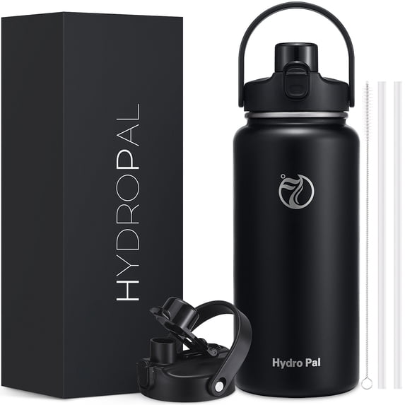 GEDUX 64 oz Insulated Stainless Steel Water Bottle, Half Gallon Water Bottle with 2-in-1 Chug & Straw Lid and Handle, Leak Proof Wide Mouth Vacuum Tumbler for Gym Travel