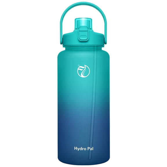 GEDUX 64oz Half Gallon Water Bottle with Time Marker – 2-in-1 Spout & Straw Lid, BPA-Free Leakproof Sports Jug with Wide Mouth & Ergonomic Handle for Gym Outdoors