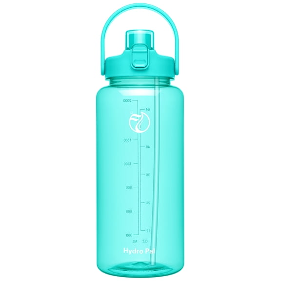 GEDUX 64oz Half Gallon Water Bottle with Time Marker – 2-in-1 Spout & Straw Lid, BPA-Free Leakproof Sports Jug with Wide Mouth & Ergonomic Handle for Gym Outdoors