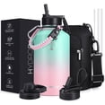 thumbnail image 1 of GEDUX 64oz Insulated Stainless Steel Water Bottle with 2 Leak Proof Lids(Spout Lid and Straw Lid) Wide Mouth Powder-Coated Water Bottle with Paracord Handle for Sports and Travel, 1 of 7