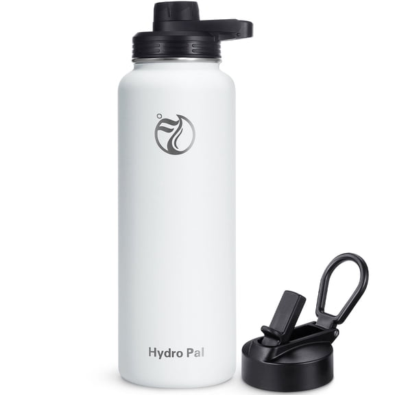GEDUX Vacuum Insulated Water Bottle 40oz Stainless Steel, BPA Free, Leakproof, 12H Hot 24H Cold, with 2 Lids for Camping, White