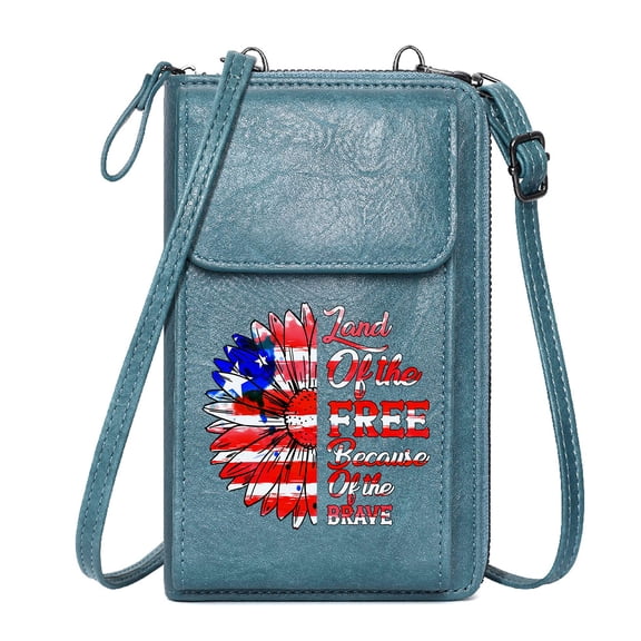 GEEAD Cell Phone Wallet Purses Zipper Womens Wallet American flag Patriotic theme Decorative font Cute Stylish Elegant Accessory Large Capacity Purse Gift