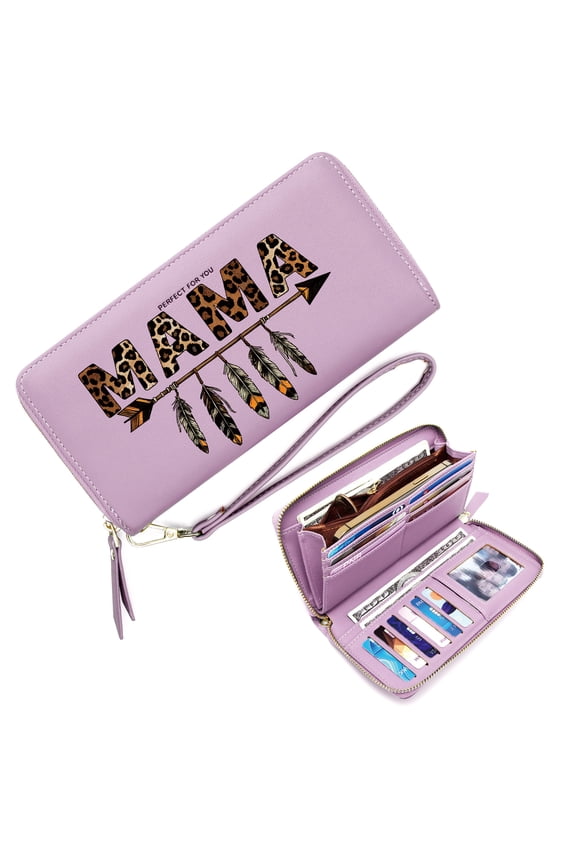 Large Capacity Wallet for Women Stylish RFID-Protected Wallet for Women Feathered Arrow Bold Typography Leopard Print Snap Button Wallet Eyecatching Accessory