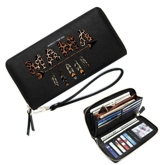 GEEAD Large Capacity Wallet for Women Stylish RFID-Protected Wallet for Women Feathered Arrow Bold Typography Leopard Print Snap Button Wallet Eyecatching Accessory