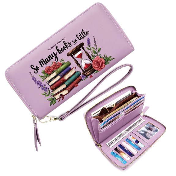 GEEAD Large Capacity Wallet for Women Fashion Women ID Credit Card Holder Books Hourglass Floral Blooms Eyecatching Accessory Everyday Wallet
