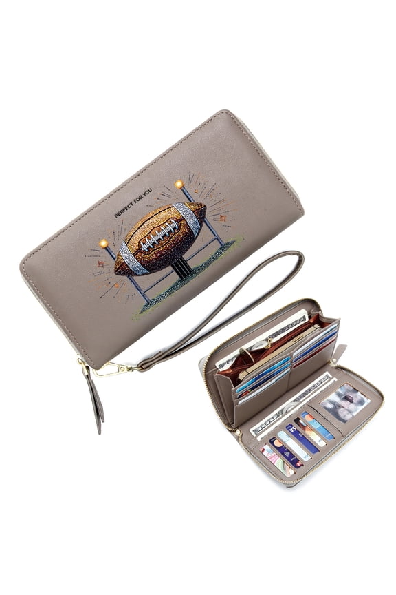 Lightweight Women's Clutch Wallet Wallet with RFID Blocking for Women dynamic atmosphere pixel art style American football Stylish Accessory Smooth Texture Travel Accessory