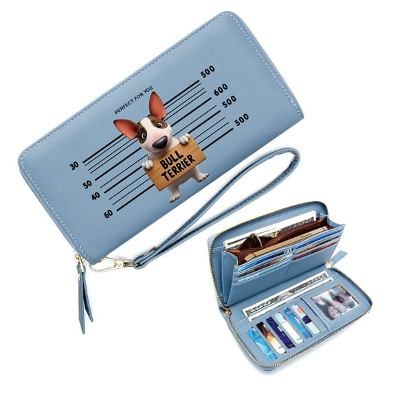 GEEAD Long Wallet for Women Large Capacity Handbag for Women Height Measurement Bull Terrier Cartoonish Style Eyecatching Accessory Travel Accessory Card Holder