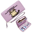thumbnail image 1 of GEEAD Long Wallet for Women Wallet with RFID Blocking for Women Cartoon cat Grumpy expression Humorous realism Everyday Wallet Large Capacity Zip Around, 1 of 10