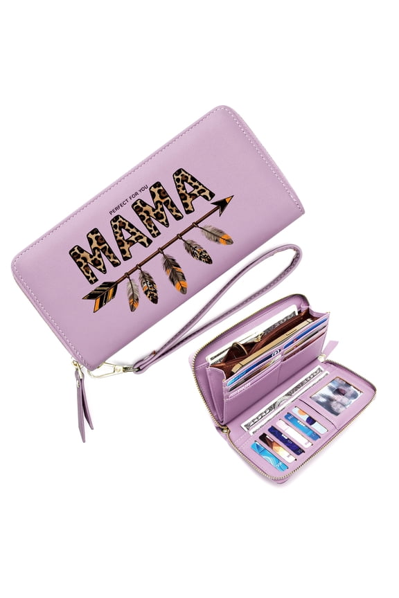 Long Zippered Purse Wallet for Women Personalized RFID Wallet for Women Leopard Print Feathered Arrow Tribal Aesthetic Durable & Stylish Accessory Includes Wrist Strap