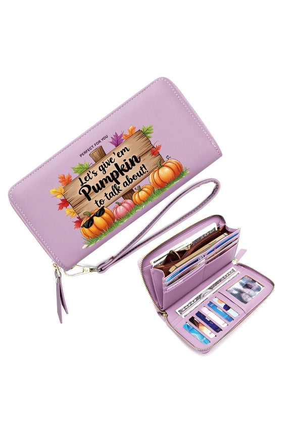 Multiple Card Slots Wallet for Women Personalized RFID Wallet for Women Fall Atmosphere Pumpkins Autumn Leaves Travel Accessory Card Holder Ideal Holiday Gift