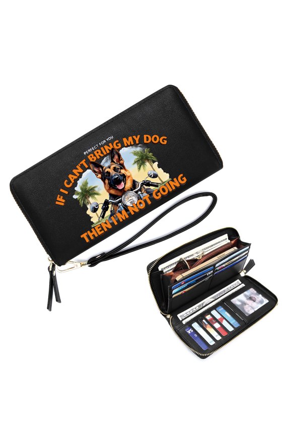 Personalized Wallet for Women Zip Around Wallet for Women German Shepherd Motorcycle Pet-Friendly Perfect Everyday Use or Gift Idea Romantic Gift for Wife & Girlfriend