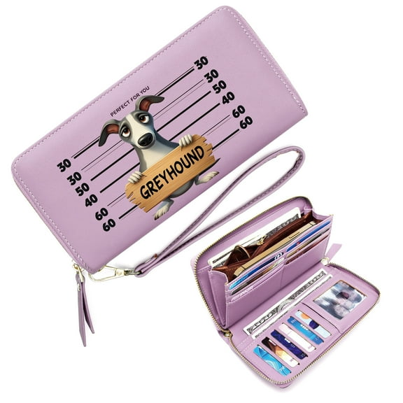 GEEAD RFID Blocking Wallet for Women Personalized RFID Wallet for Women Playful Style Greyhound Height Measurement Suitable for Everyday Use Suitable for Women and Men