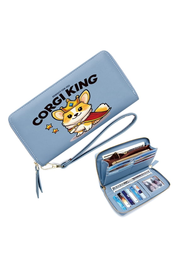 Secure Wallet for Women Wallet with RFID Blocking for Women Whimsical Style Royal Attire Corgi King Suitable for Daily Use & Gifting Portable Change Foreskin Clip