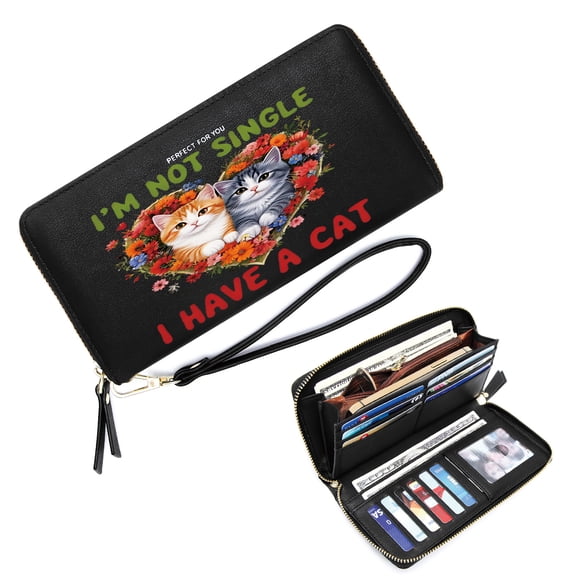 GEEAD Slim Zippered Purse with Wrist Strap Long Wallet for Women Playful Companionship Heart-shaped Portable Change Foreskin Clip Suitable for Women and Men
