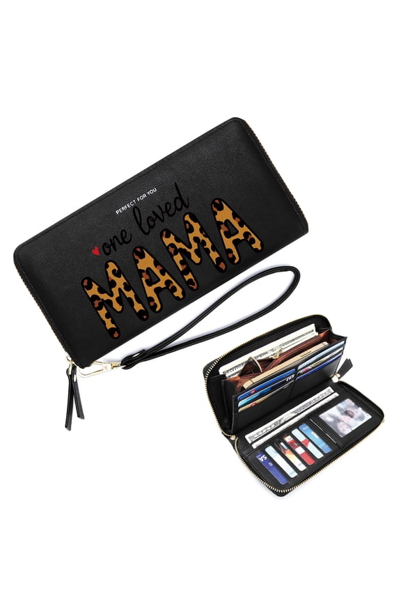 Spacious Everyday Wallet for Women Secure Wallet for Women leopard print MAMA Mother's Day Durable Polyester Lining Best Thanksgiving Gift for Women