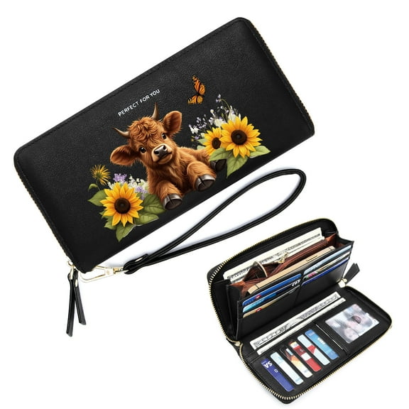 GEEAD Stylish RFID-Protected Wallet for Women Personalized RFID Wallet for Women Calf Sunflowers Countryside Ideal Holiday Gift Durable Polyester Lining