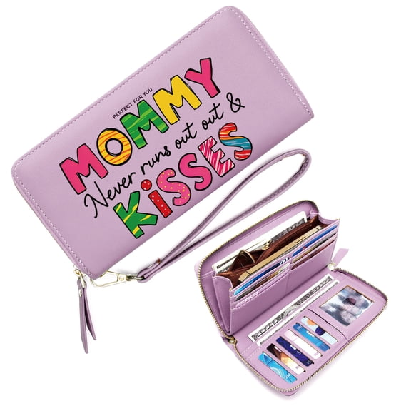 GEEAD Stylish RFID-Protected Wallet for Women Spacious Everyday Wallet for Women Colorful Text Design Playful Everyday Wallet Stylish Accessory Smooth Texture