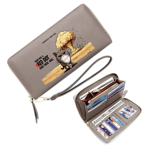 GEEAD Ultral-thin Long Wallet for Women RFID Blocking Wallet for Women Atomic Bomb Explosion Grumpy Cat Dark Contrast Large Capacity Zip Around Eyecatching Accessory