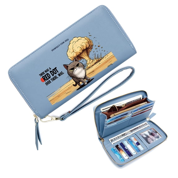 GEEAD Ultral-thin Long Wallet for Women RFID Blocking Wallet for Women Atomic Bomb Explosion Grumpy Cat Dark Contrast Large Capacity Zip Around Eyecatching Accessory