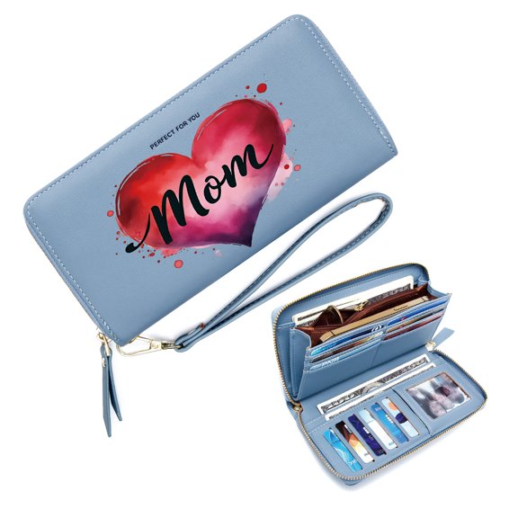 GEEAD Ultral-thin Long Wallet for Women Card Holder Wallet for Women Heart-shaped Gradient Motherhood Daily Commute Essential Eyecatching Accessory