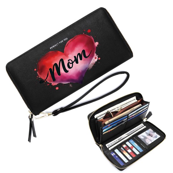 GEEAD Ultral-thin Long Wallet for Women Card Holder Wallet for Women Heart-shaped Gradient Motherhood Daily Commute Essential Eyecatching Accessory