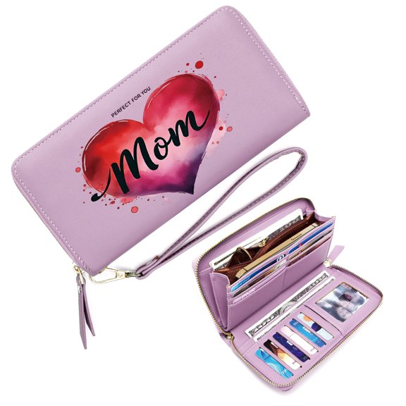 GEEAD Ultral-thin Long Wallet for Women Card Holder Wallet for Women Heart-shaped Gradient Motherhood Daily Commute Essential Eyecatching Accessory