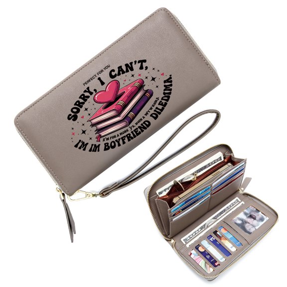 GEEAD Wallet with Large Capacity Zip for Women Large Capacity Handbag for Women Stacked Books Heart Symbols Romantic Theme Soft Texture Stylish Accessory Smooth Texture