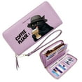 thumbnail image 1 of GEEAD Wallet with Wrist Strap for Women Zipper Pocket Wallet for Women Black Cat Fedora Hat What's Up Coffee Perfect Everyday Use or Gift Idea Elegant Accessory, 1 of 10