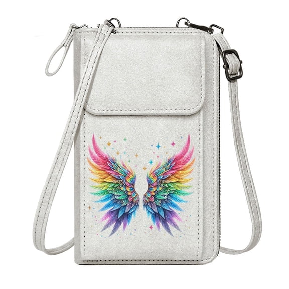GEEAD Women's Clutch Purse Bags with Card Slots Vibrant Wings Sparkling Gems Fantastical Artwork Leather Purse for Lover Suitable for Everyday Use