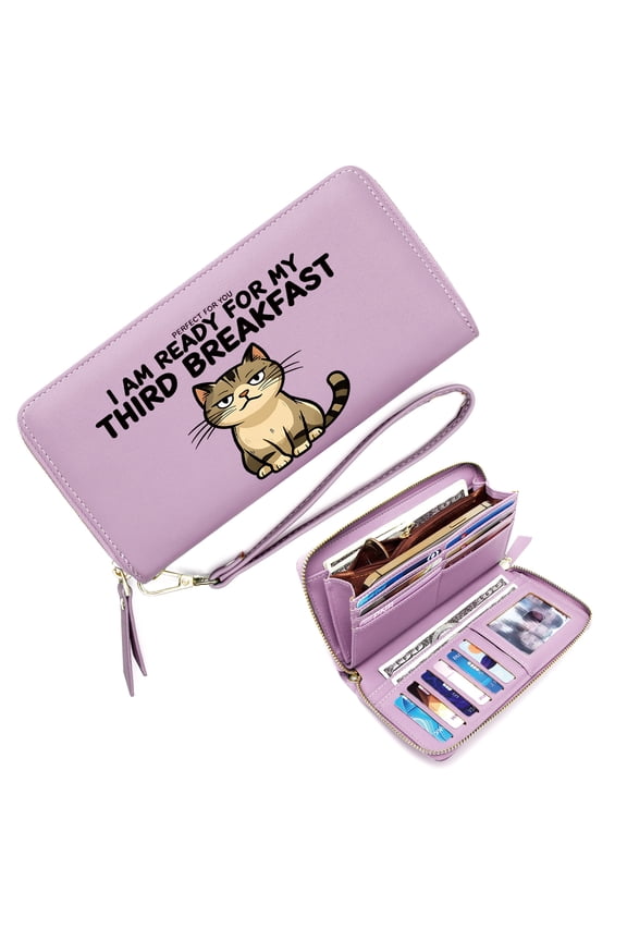 Zip Around Wallet for Women Stylish RFID-Protected Wallet for Women Sarcastic Text Humor Grumpy Cat Daily Commute Essential Ideal GiftSoft Texture