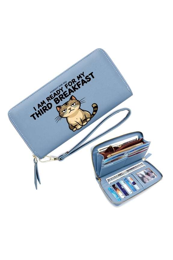 Zip Around Wallet for Women Stylish RFID-Protected Wallet for Women Sarcastic Text Humor Grumpy Cat Daily Commute Essential Ideal GiftSoft Texture