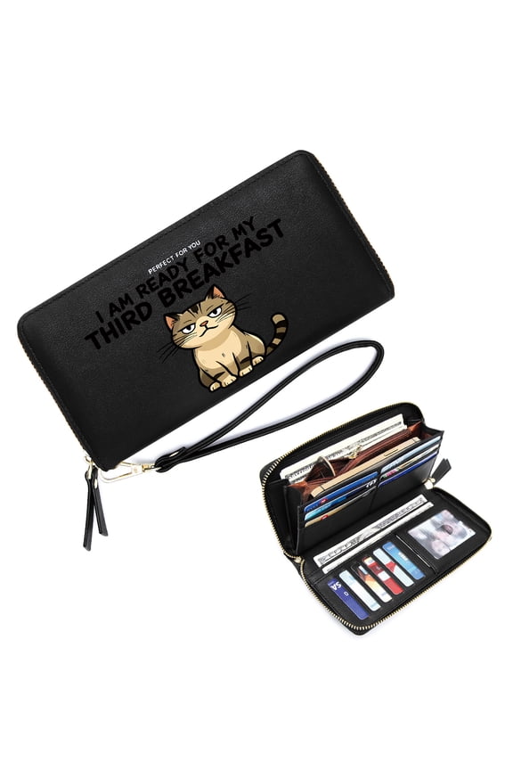 Zip Around Wallet for Women Stylish RFID-Protected Wallet for Women Sarcastic Text Humor Grumpy Cat Daily Commute Essential Ideal GiftSoft Texture
